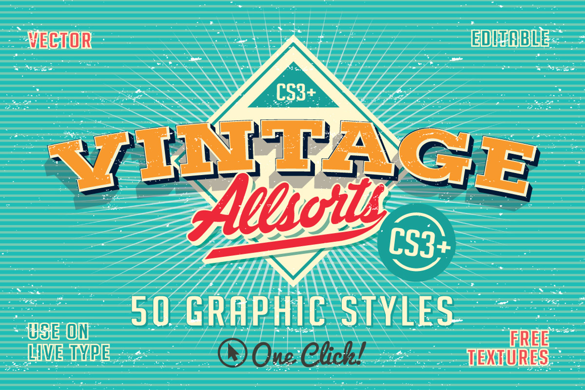 Vintage Allsorts Graphic Styles, a Layer Style Add-On by Designdell (Photo 3 of 5)