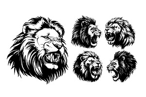 Black ink sketch lion head. Cat, an Animal Illustration by Stock-Smart-Start