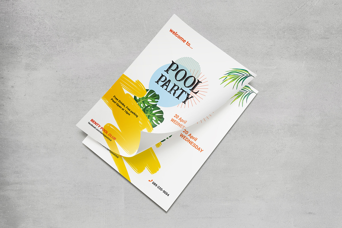 Pool Party Flyer, a Flyer Template by Orcshape Studio