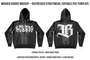 Washed Hoodie Mockup Editable PSD, a Hoody Mockup by std.badboy