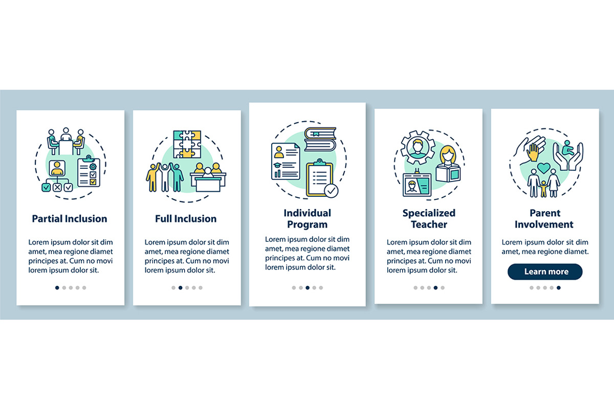 Inclusive education mobile app pages, a Templates & Theme by IMG Visuals