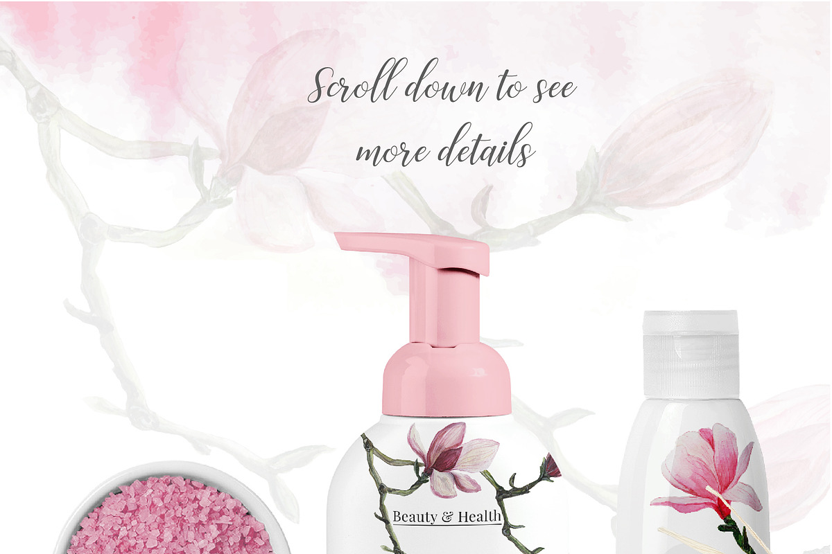 Blossom Magnolia watercolor clipart, an Illustration by digital_essence (Photo 3 of 6)