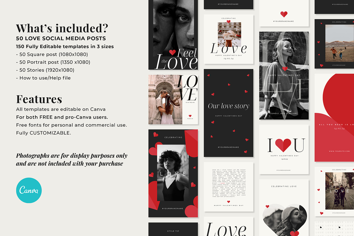 Love Social Media Templates CANVA, a Templates & Theme by Paper Flowers Studio (Photo 4 of 6)