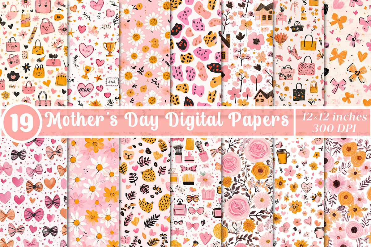 Mother's Day Digital Papers, an Illustration by SinaCreation (Photo 1 of 5)