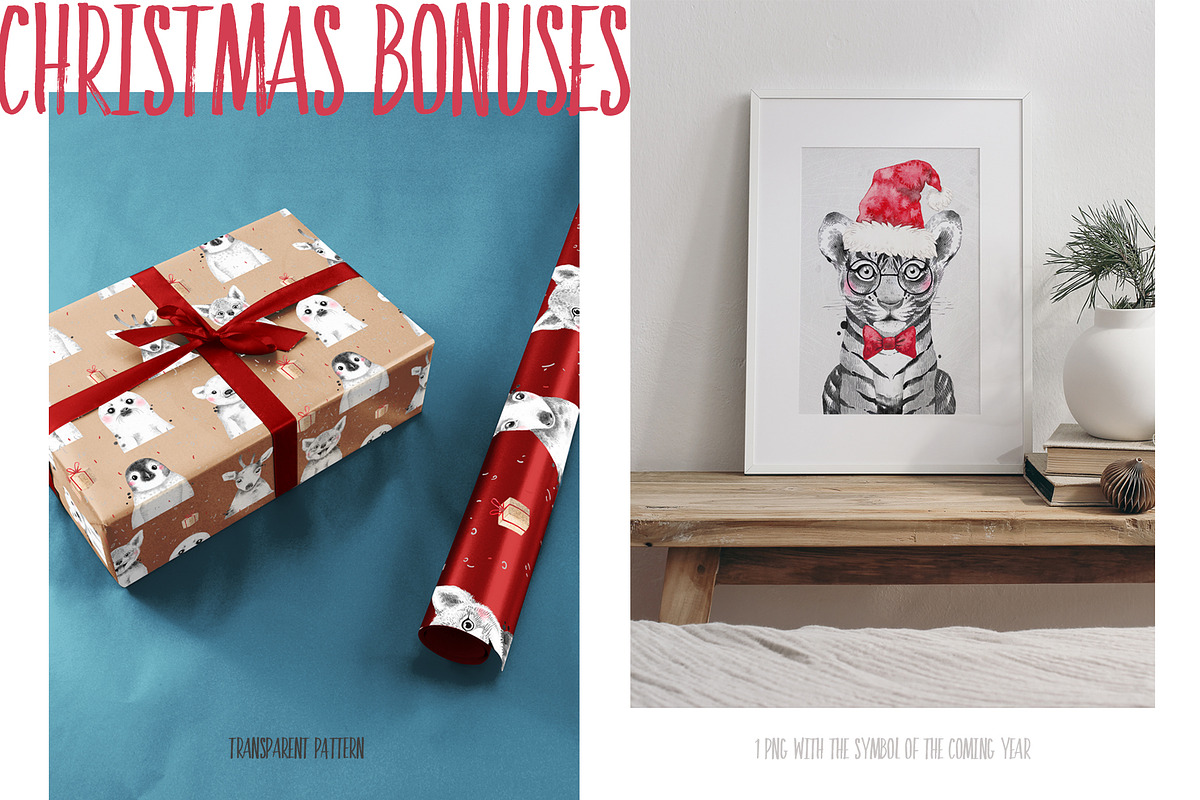 CHRISTMAS BABIES watercolor set, an Animal Illustration by Natali Smolova (Photo 6 of 8)