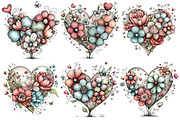 Whimsical Floral Hearts Clipart, an Illustration by Pixels.Craft (Thumbnail 2 of 5)