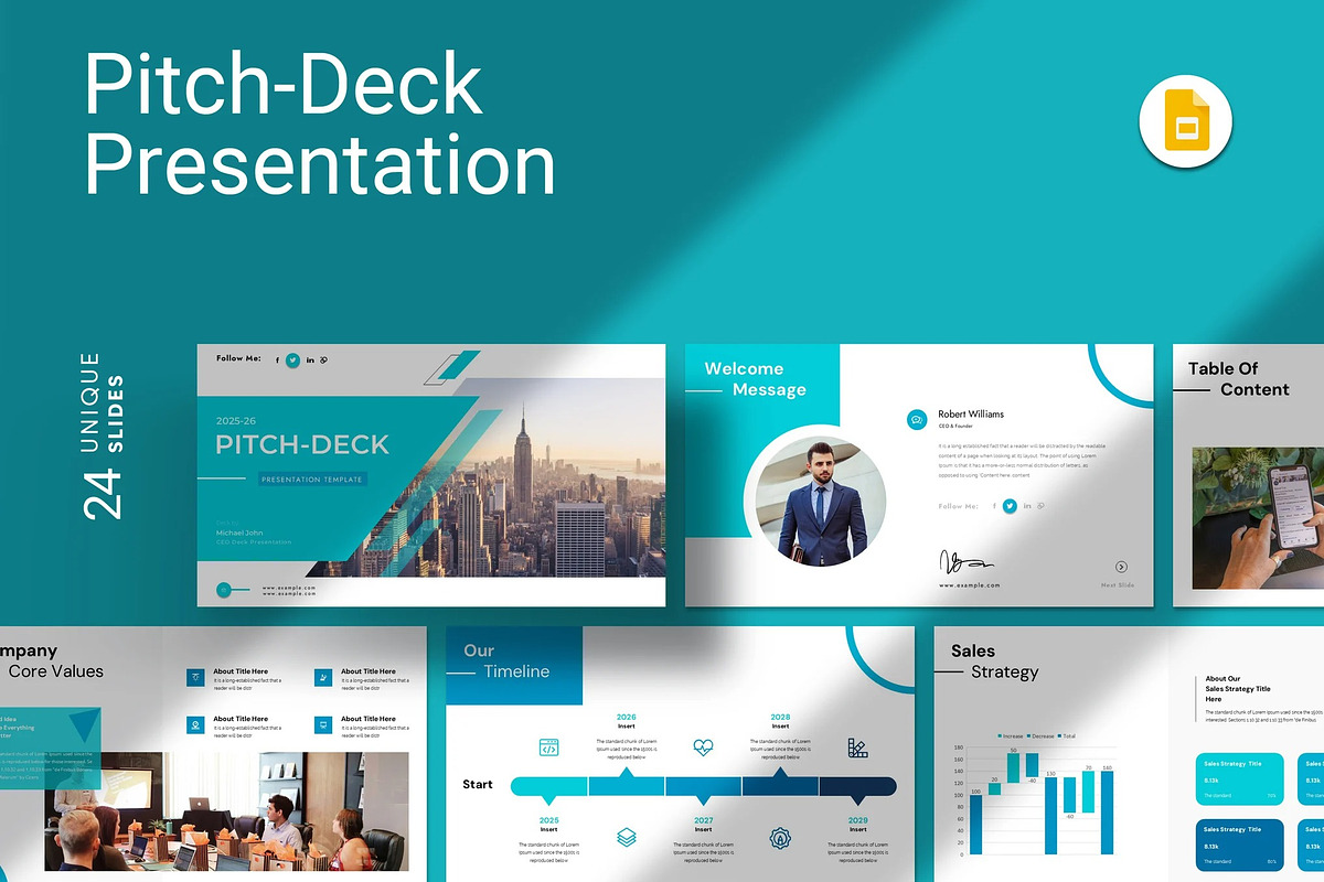 Pitch Deck Presentation Templates, a Presentation Template by Fit-tee (Photo 1 of 6)