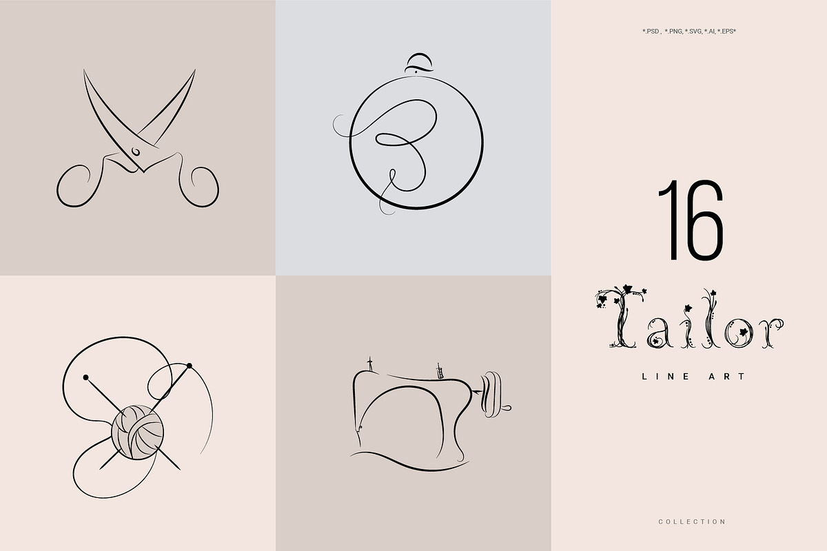 Tailor. Line Art Collection, a Work Illustration by le-genda (Photo 2 of 6)