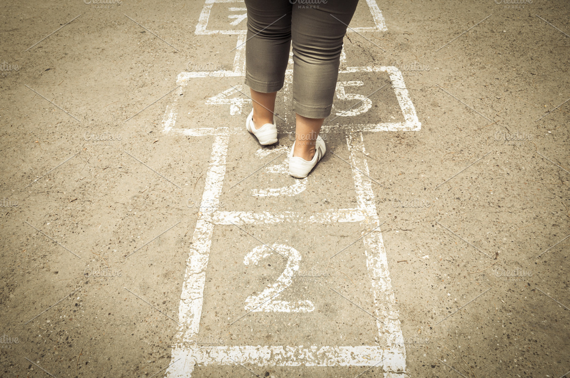 Hopscotch containing hopscotch, playground, and chalk, a Sports & Recreation Photo by Pabkov