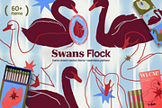 Hand-Drawn Swan Vector Bundle, an Animal Illustration by My.Ordinarty (Thumbnail 1 of 13)