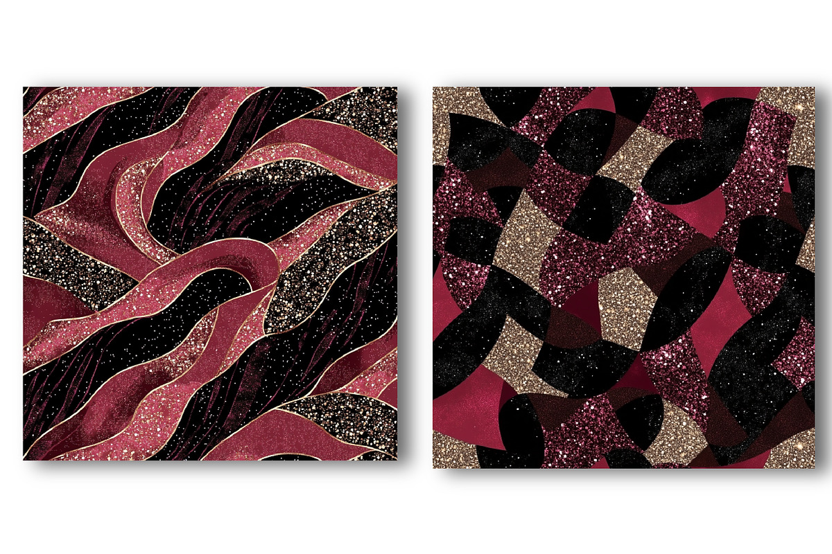 Burgundy and Black Glitter Digital, a Pattern Graphic by Watercolor design (Photo 3 of 4)
