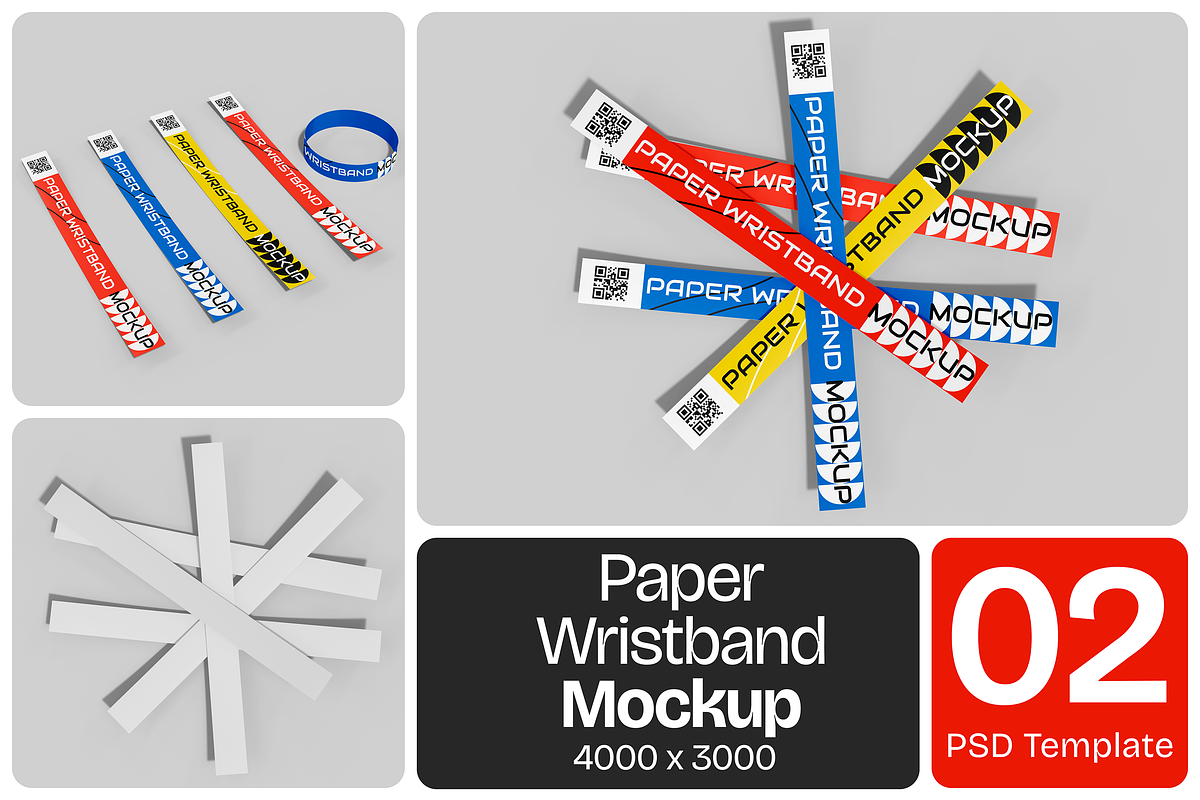 Paper Wristband Mockup, a Merchandise Mockup by Permadi Creative (Photo 1 of 3)