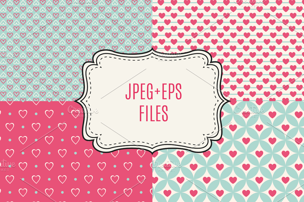 14 Seamless Patterns with Hearts, a Pattern Graphic by KannaaDesign (Photo 2 of 4)