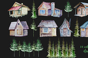 Watercolor Forest House Clipart, a Seasonal Illustration by ArtCreationsDesign (Thumbnail 2 of 3)