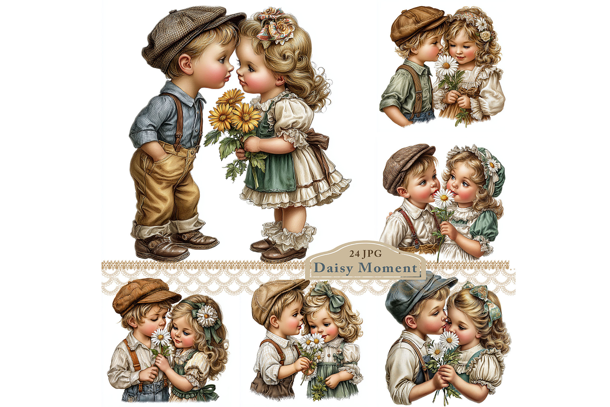 Romantic Daisy Couple Clipart JPG, a Person Illustration by Memories By Lea (Photo 1 of 19)