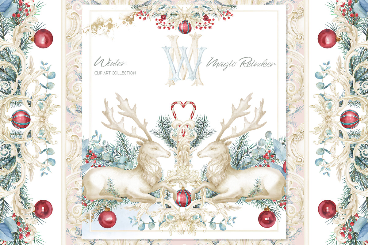 Winter Deer Borders, wedding png, a Decorative Illustration by WonderWonder (Photo 18 of 18)