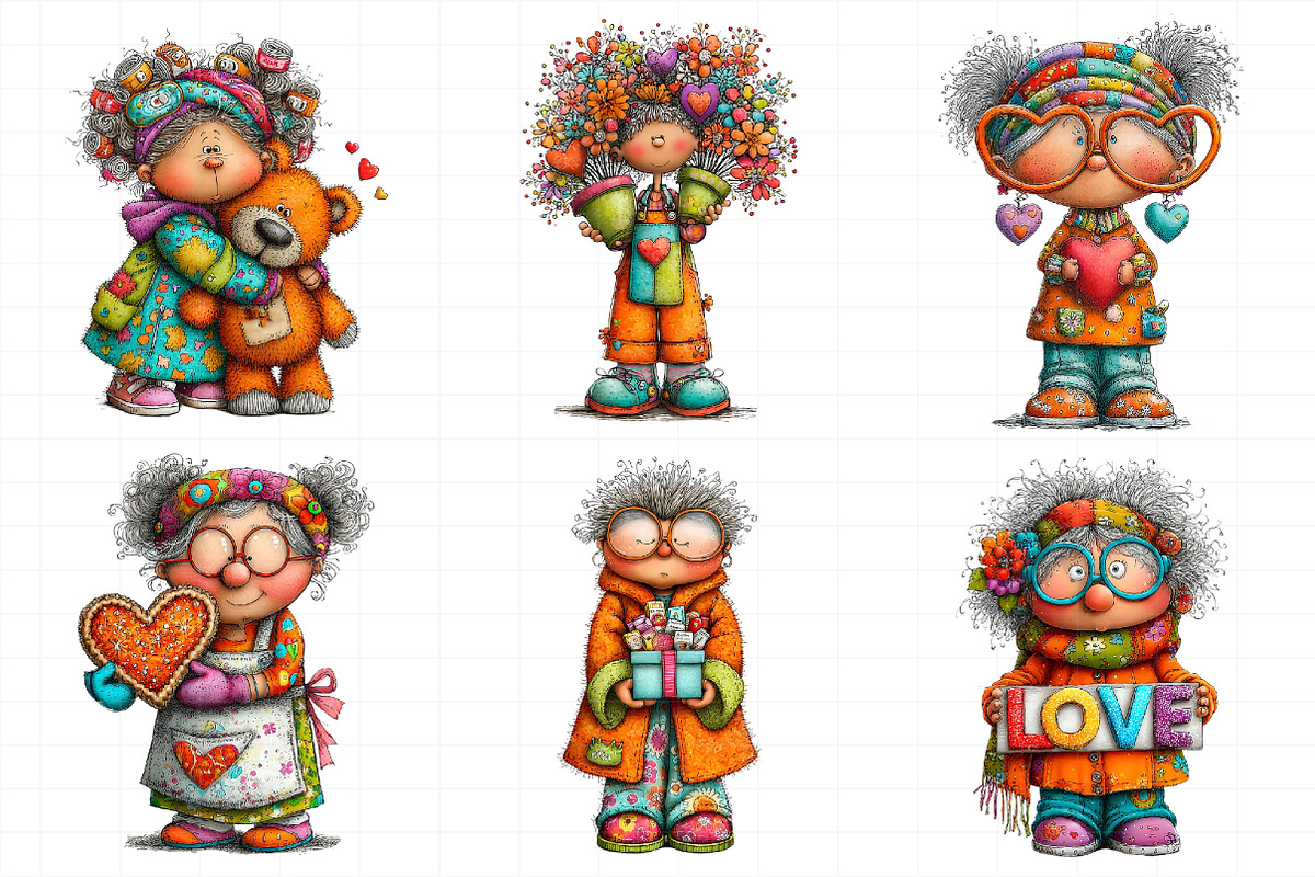 Whimsical Valentines Grandma Clipart, an Illustration by Daily.Designs (Photo 6 of 7)