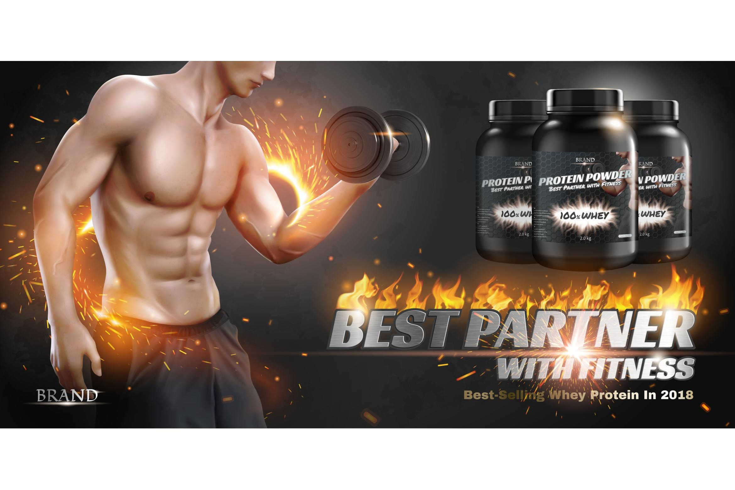 Protein powder banner ads, a Food Illustration by TotallypicRF ...