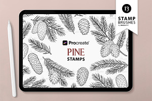 Pine Branch Procreate Brush Stamps