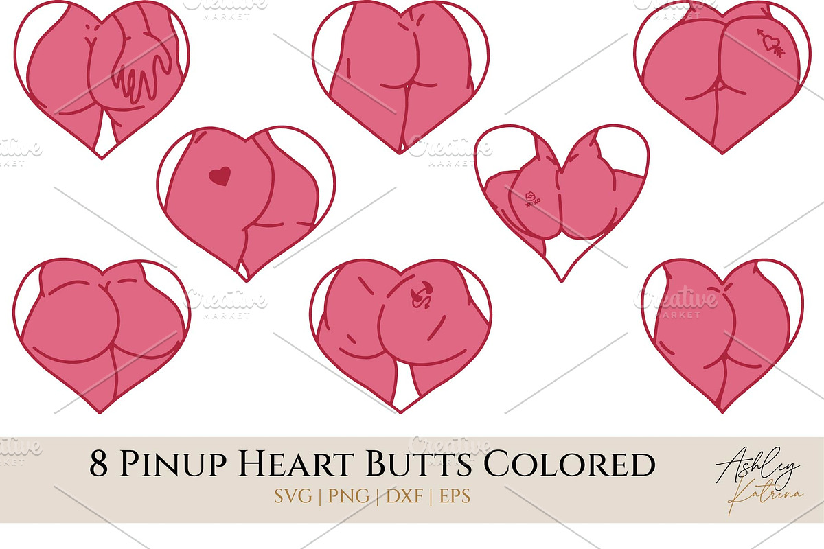 16 Pinup Heart Boobs & Butts Clipart, a Graphic by Ashley Katrina (Photo 9 of 12)