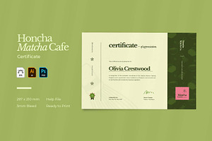 Honcha - Certificate, a Card Template by VUNIRA