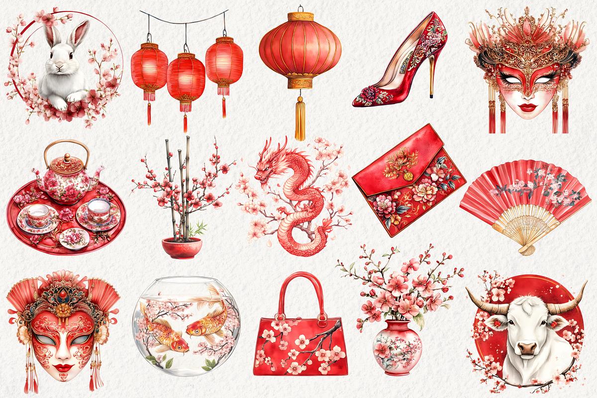 Chinese New Year Clipart, an Illustration by NadiaTheronArt (Photo 2 of 4)