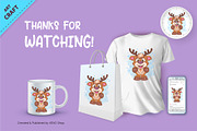 Cute Cartoon Deer. Tshirt, an Animal Illustration by KENO Mascots (Thumbnail 3 of 3)