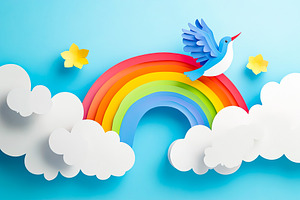 Blue Bird Over Rainbow, a Background Photo by Ales Munt