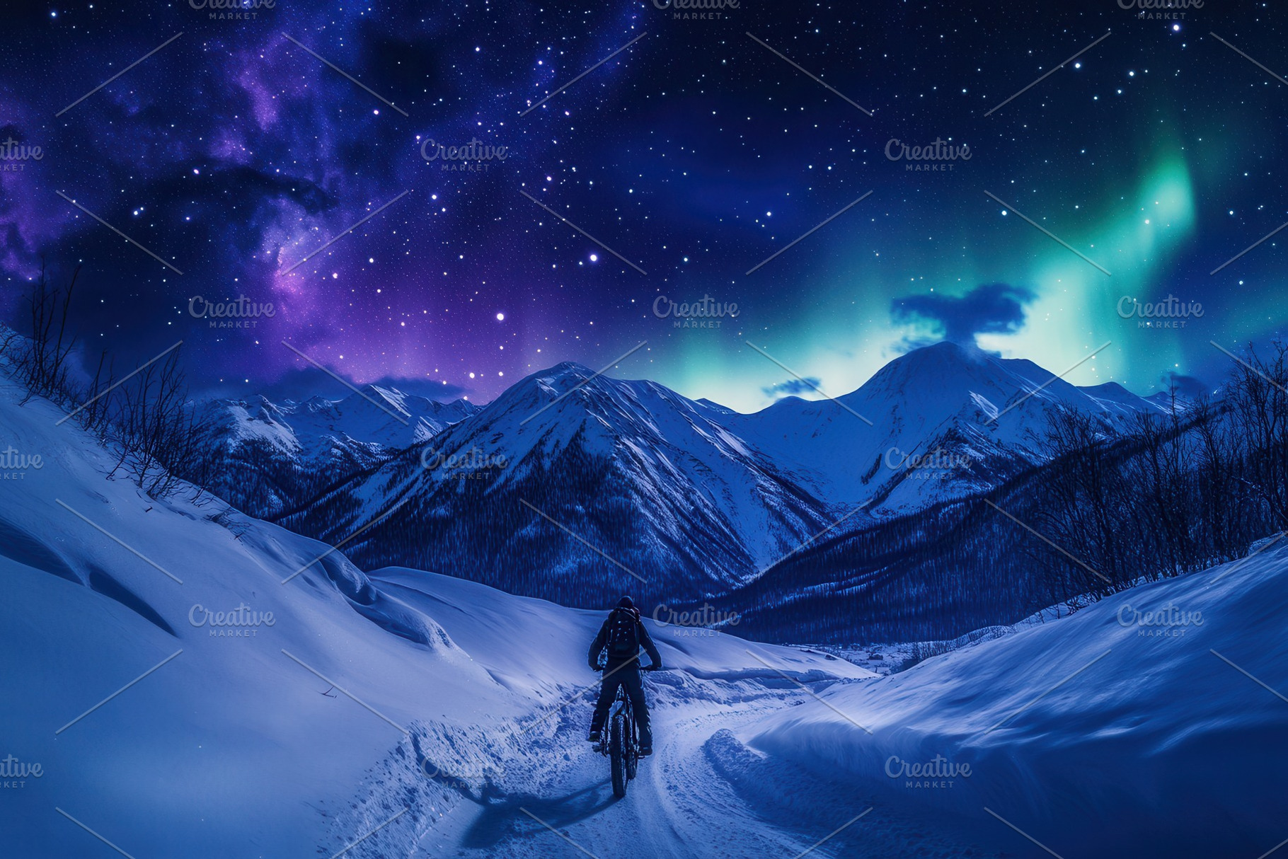 Colorful blue & purple starry night, a Photo by Pavel_design