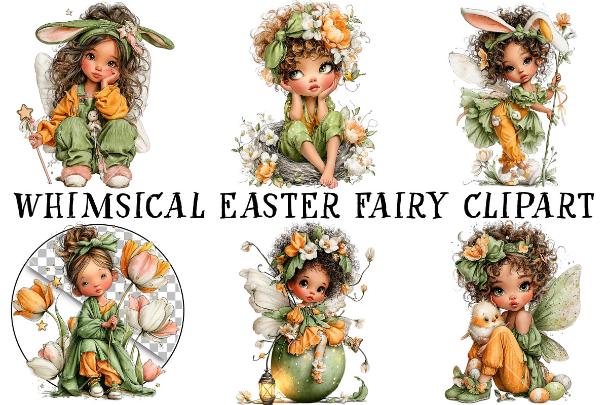 Whimsical Easter Fairy Clipart, an Illustration by OK Design (Photo 3 of 6)