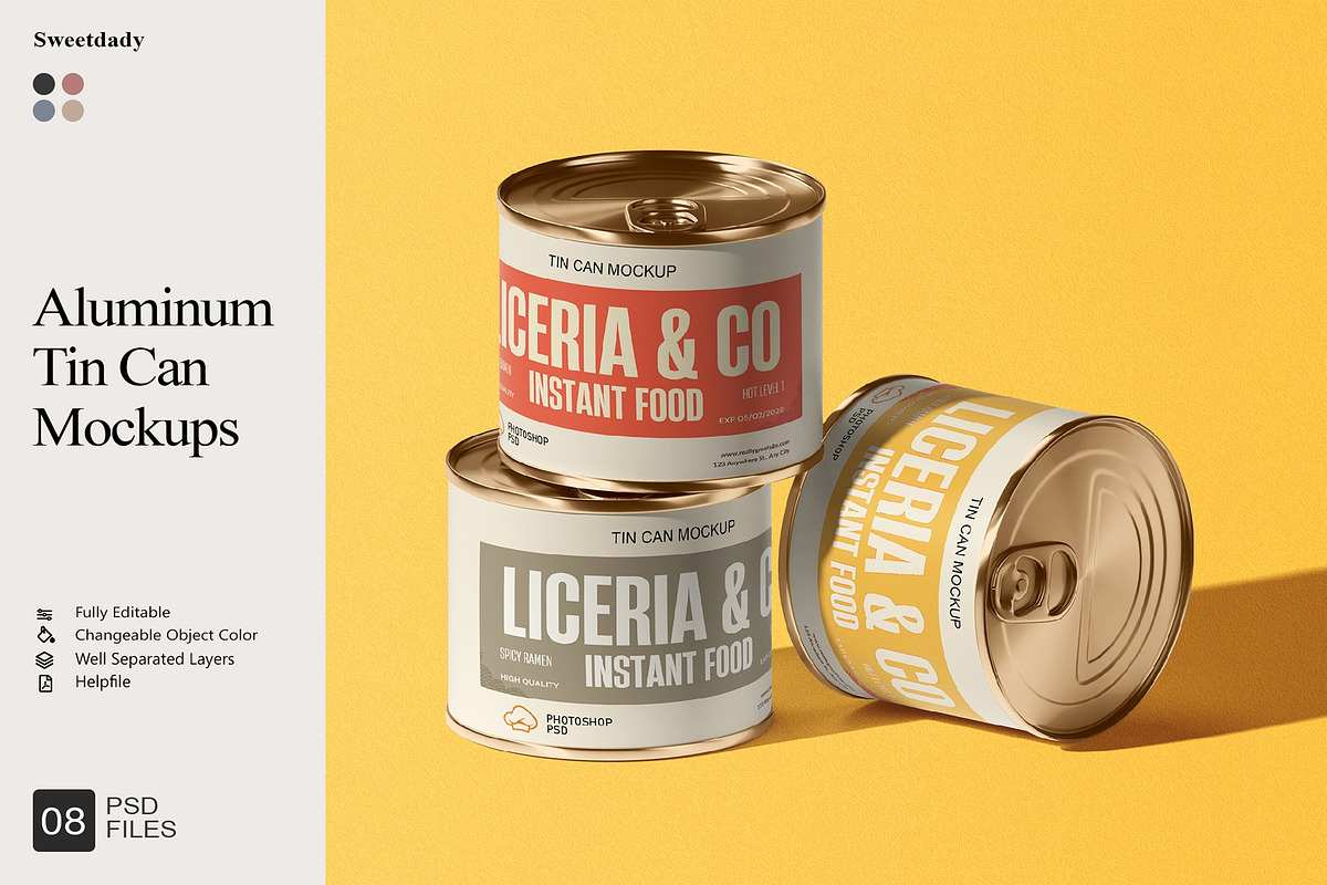 Aluminum Tin Can Mockups, a Product Mockup by Sweetdady (Photo 1 of 16)
