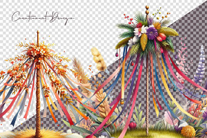 Watercolor Maypole Clipart