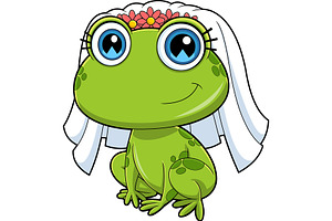Cute Female Bride Frog, an Illustration by HitToon