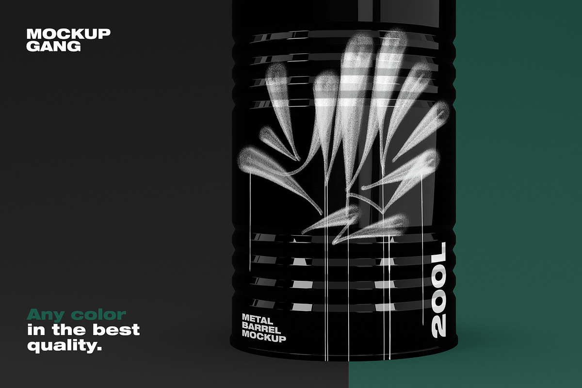 Metal Barrel Mockup, a Cups & Container Mockup by Mockup Gang (Photo 3 of 4)