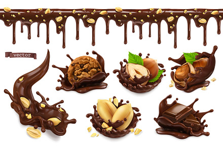 Chocolate cookies with peanuts, set