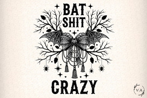 Bat Bow Crazy PNG, Funny Halloween, an Illustration by Craft Nest