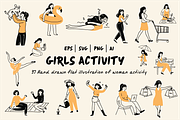 Girls Activity Flat Illustration, a Person Illustration by Berdansabersama (Thumbnail 1 of 6)