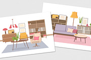Retro interior, living room, a Decorative Illustration by Good Studio (Thumbnail 12 of 12)