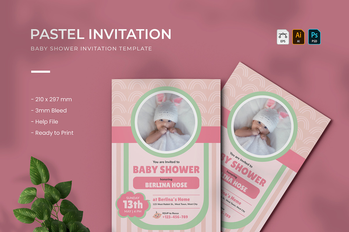 Pastel - Baby Shower Invitation, a Print Template by VUNIRA (Photo 1 of 2)