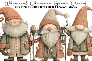 Whimsical Christmas Gnome Clipart, an Illustration by Black Bird Studio
