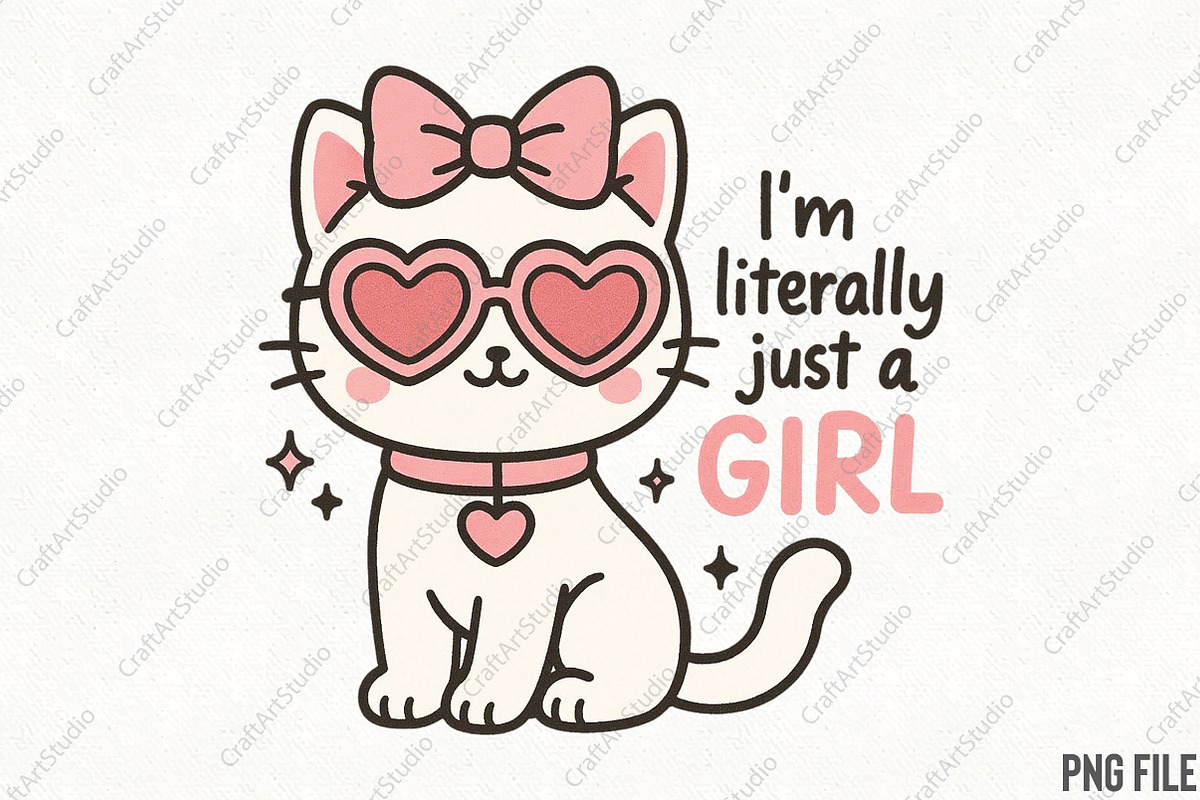 Cute Cat Im Literally Just A Girl PN, an Illustration by CraftArtStudio (Photo 1 of 4)