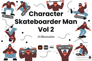 Character Skateboarder Man Vol. 2, a Sport Illustration by SLAB! Design