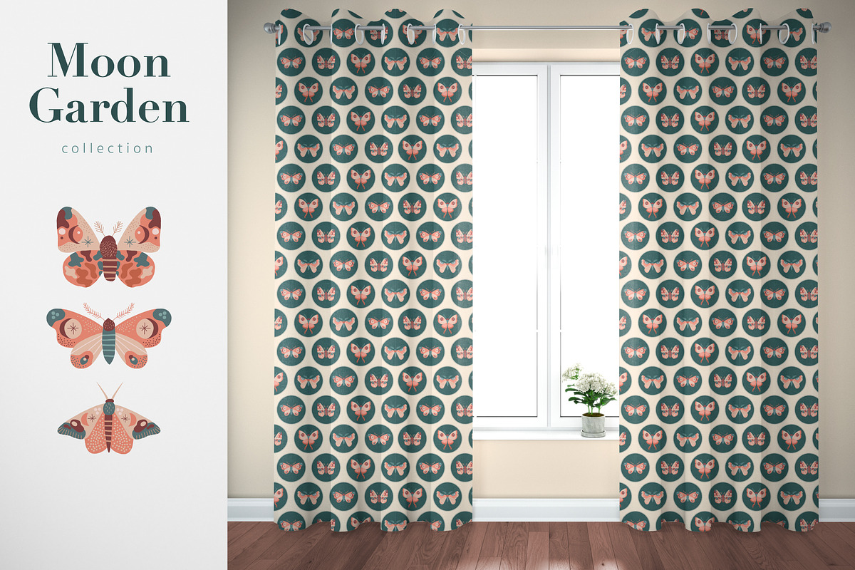 Moon Garden pattern & clipart, a Pattern Graphic by @olga.angelloz (Photo 11 of 16)