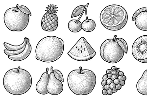 Fresh Fruit Icon Set, an Object Graphic by nikagraphic