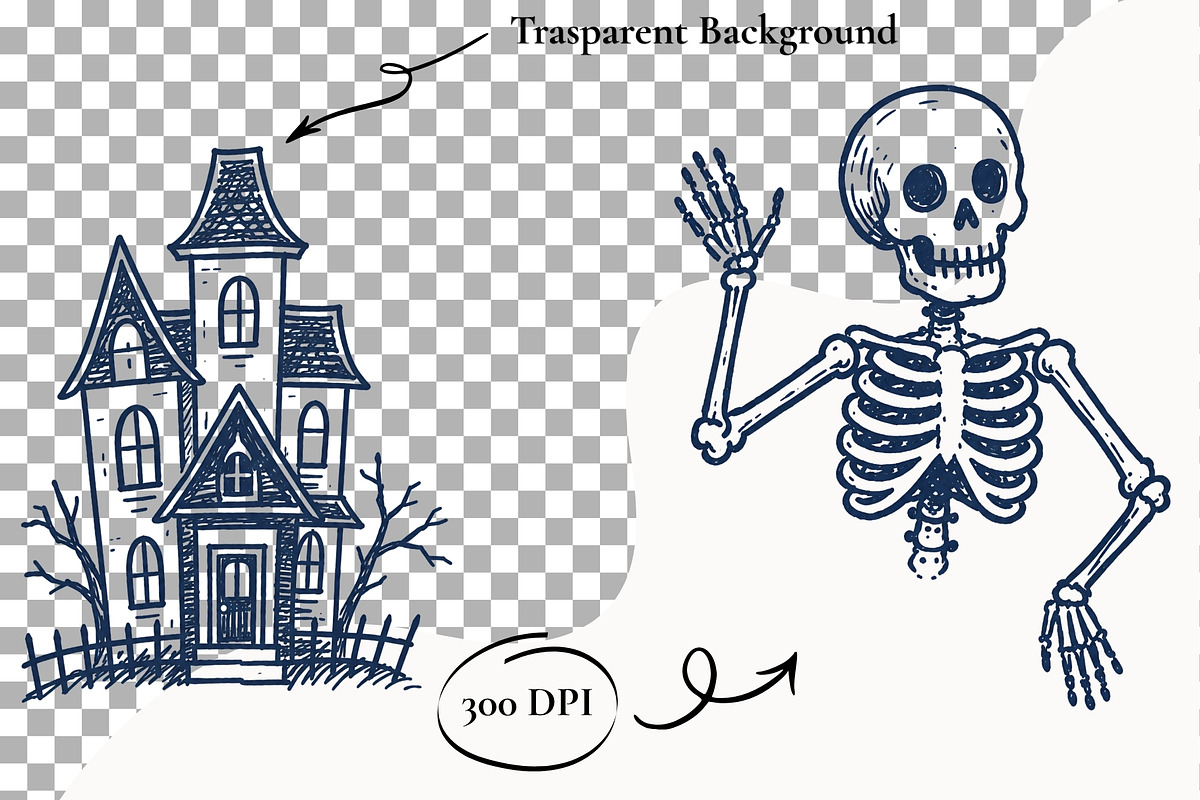 Vintage Halloween Clipart PNG Doodle, a Seasonal Illustration by SugarCloudStudioArt (Photo 2 of 6)