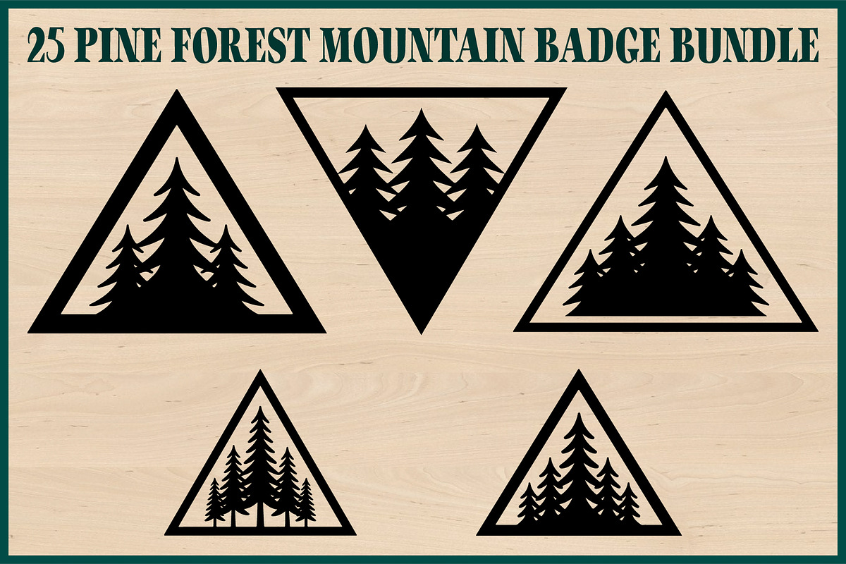 25 Pine Forest Mountain Badge Bundle, an Empty State Illustration by Artivon (Photo 1 of 4)