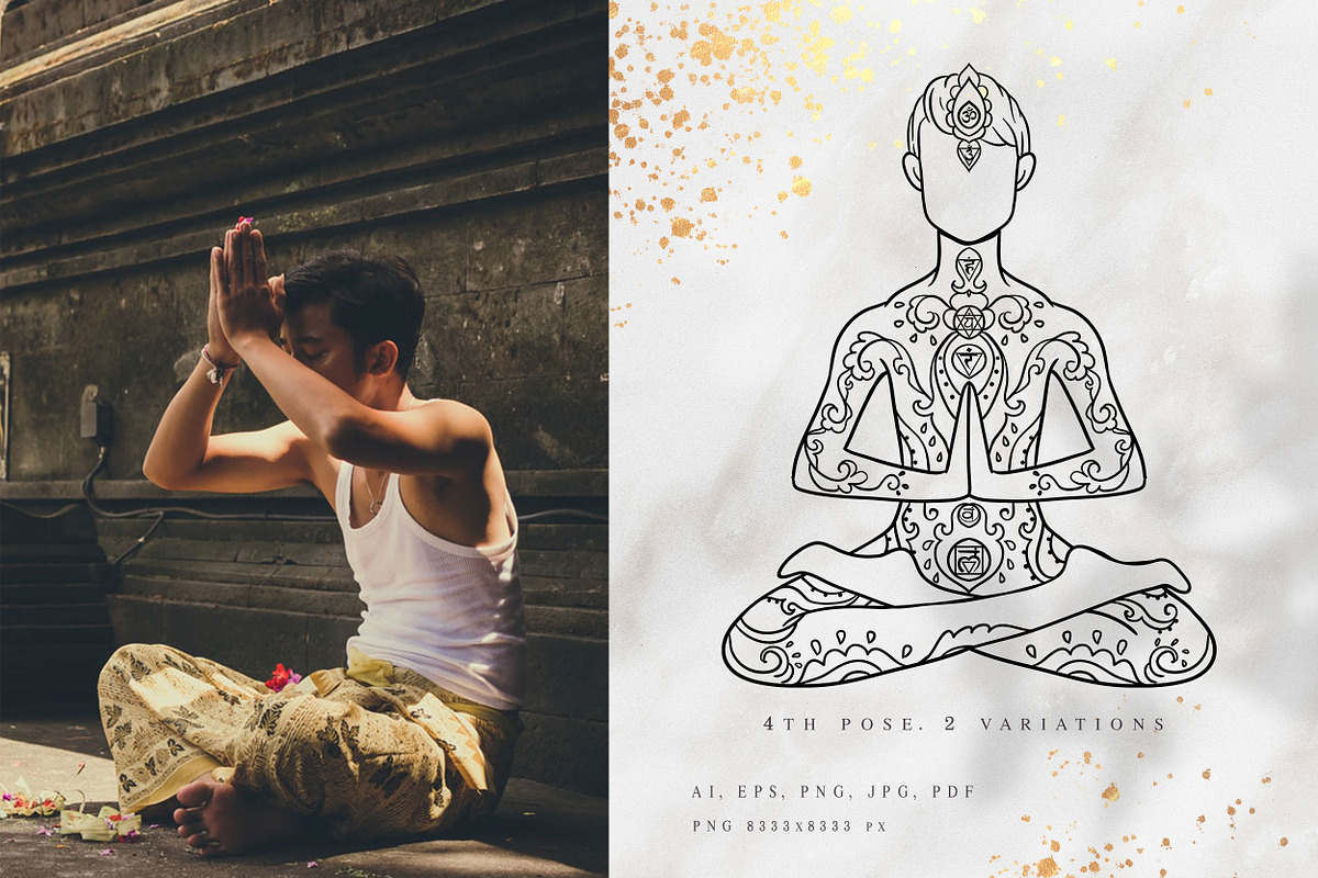 Lotus Man Set. 31 elements, an Illustration by anvinoart (Photo 13 of 16)