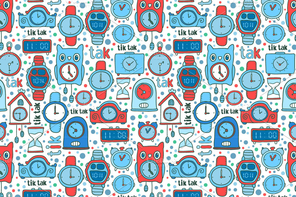 Tik tak. Vector clock illustrations., an Illustration by kostolom3ooo (Photo 2 of 4)