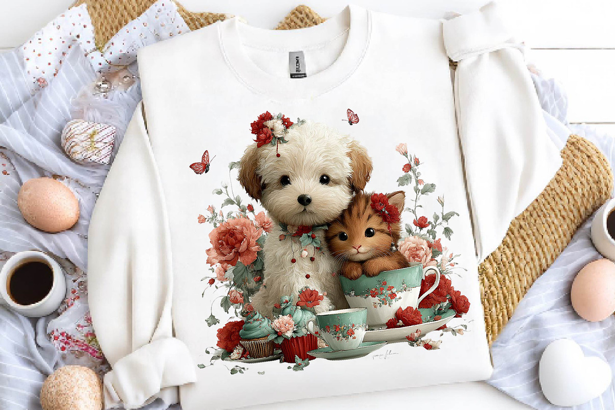 Whimsical Cute Dog and Cat Clipart, a Seasonal Illustration by CreationArt (Photo 2 of 5)