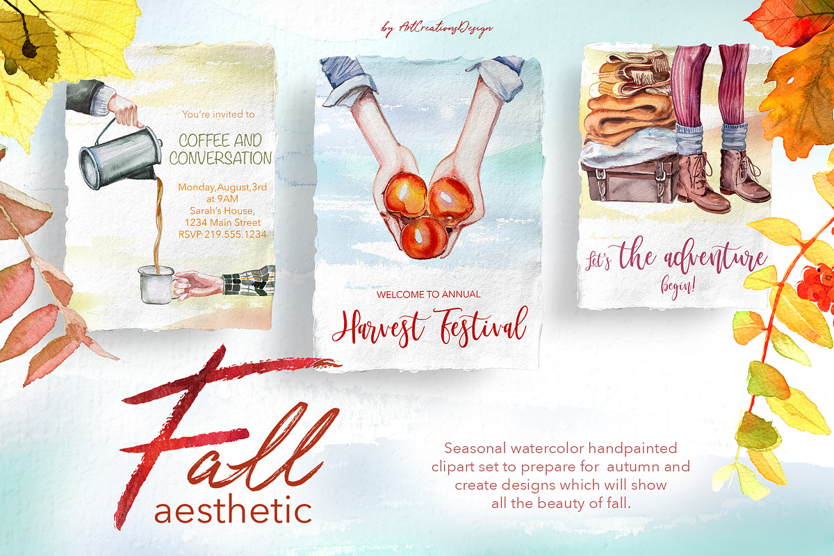 Hand-Painted Fall Aesthetic Clipart, a Seasonal Illustration by ArtCreationsDesign (Photo 15 of 16)